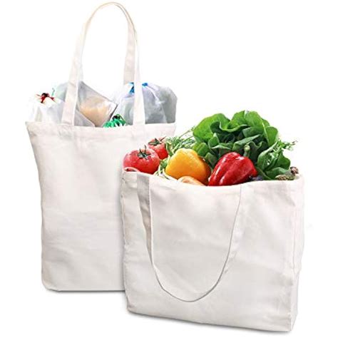 Canvas Grocery Shopping Bags-Heavy Cotton Reusable Tote Lightweight Washable 4 | eBay