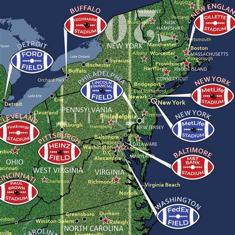 Pro Football Stadium Map | American Football Travel Map - Push Pin ...