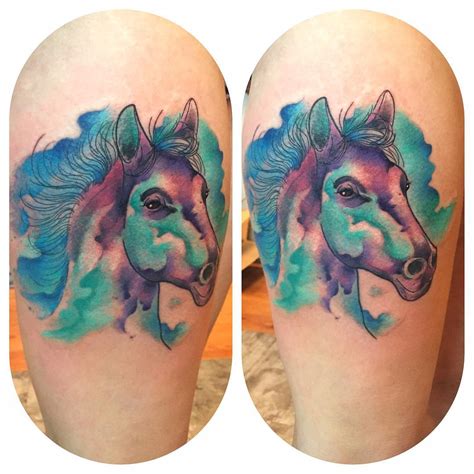 Horse Head, Watercoour Tattoo | Level-up Tattoo Studio