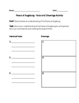 Peace of Augsburg - Facts and Drawings Activity by Jwood Education