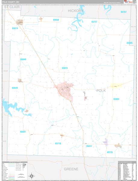 Polk County, MO Wall Map Premium Style by MarketMAPS - MapSales