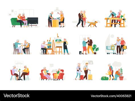 Elderly people hobbies seniors activities adult Vector Image