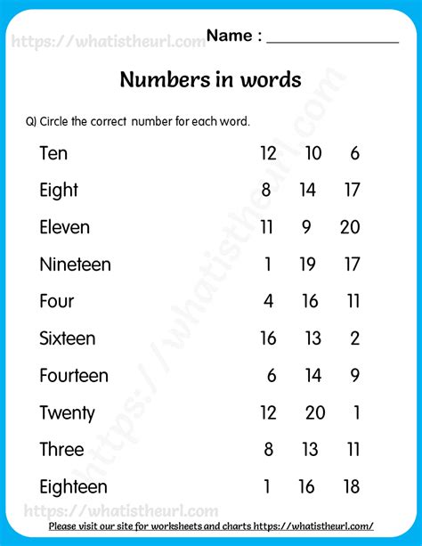 number-as-words-1-20-worksheet-for-grade-1-4 - Your Home Teacher