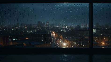 Rainy city view from the window. Night cityscape background. 24674729 Stock Photo at Vecteezy