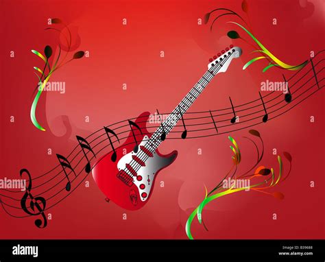 music notes and instrumental background - design element Stock Photo - Alamy