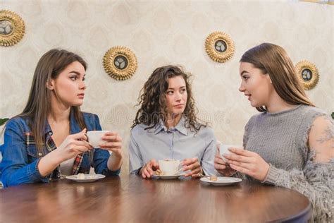 Female Friends Having a Coffee Together. Three Women at Cafe Drinking, Talking, Laughing and ...