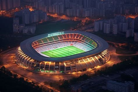 An Aerial View Of A Stadium At Night Background, Architecture, High ...