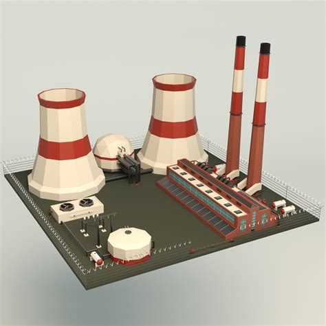 Low Poly Power Plant 3D Model $8 - .obj .3ds .fbx .max - Free3D