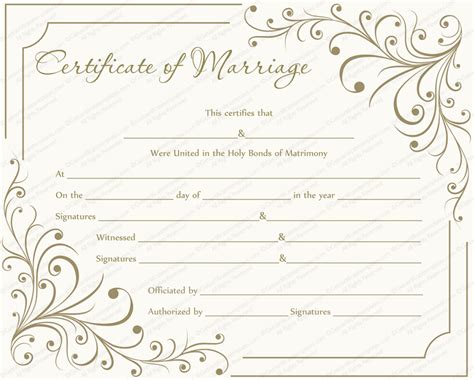 Creamy Gray Marriage Certificate Template - for Word