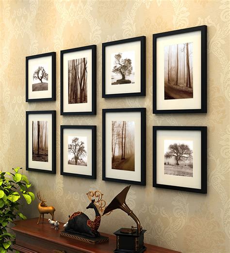 Buy Black Synthetic Wood wall photo frame set of 8 By Art Street Online - Collage Photo Frames ...