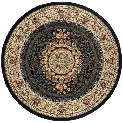 Tayse Rugs Sensation Black 5 ft. 3 in. Traditional Round Area Rug-4673 ...