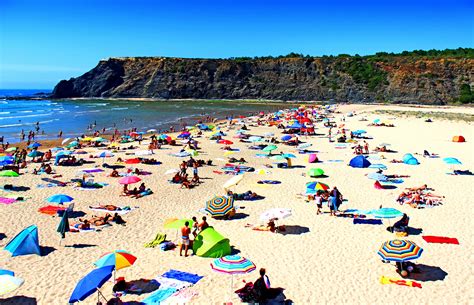 Free photo: Summer beach goers - people at the beach - Algarve, Sunbeds ...