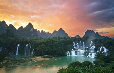 detian falls, asia, vietnam, 4K, waterfalls, body of water, waterfall ...