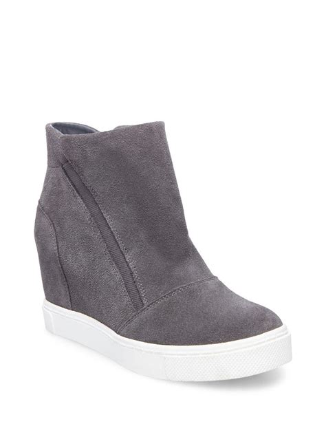 Steve Madden Lazaruss Suede Wedge Sneakers in Gray - Lyst