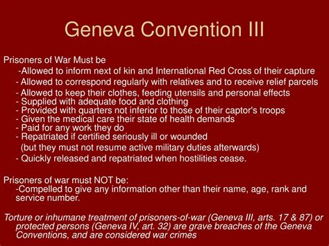 PPT - The Geneva Conventions and Human Rights during Wartime PowerPoint Presentation - ID:213842