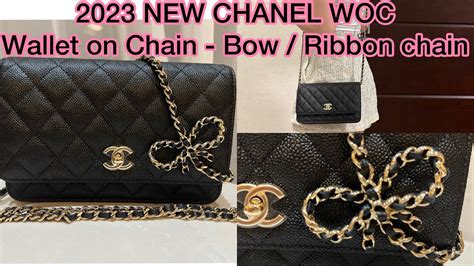 UNBOXING:2023 NEW CHANEL WOC WALLET ON CHAIN WITH BOW / RIBBON CHAIN: What fits inside? - YouTube