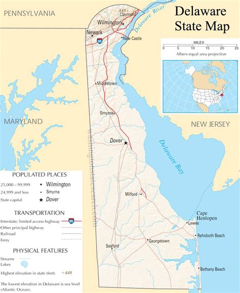 ♥ Delaware State Map - A large detailed map of Delaware State USA