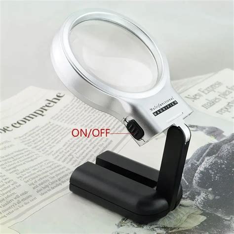 3X Illuminated Handheld Magnifier Collapsible Magnifying Glass LED ...