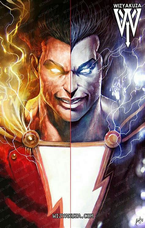 Shazam/Black Adam | Captain marvel shazam, Shazam dc comics, Superhero painting