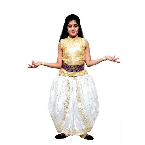 Fusion Golden White Top Dhoti Indian Classical Dance Costume ...