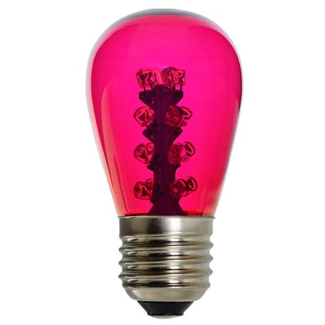 LED S14 Light Bulb - Medium Base - Pink/Glass