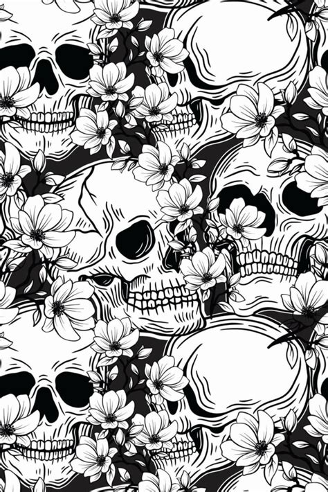 Black and white skull Peel and Stick Wallpaper or Non-pasted