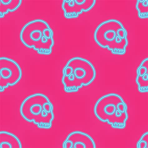 blue neon skull seamless vector on pink background 10681554 Vector Art ...