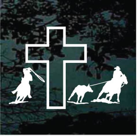 Team Roping At The Cross Decal & Window Sticker