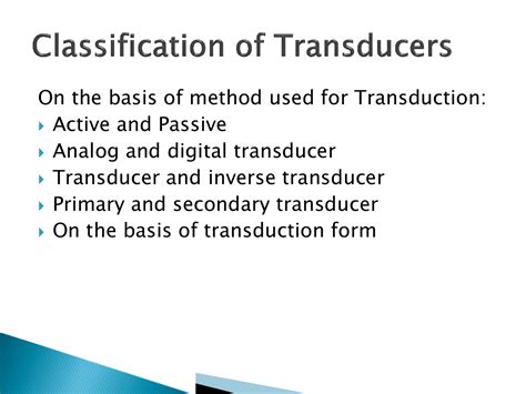 Classification of Transducers