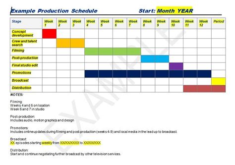 Production Schedule Template Word