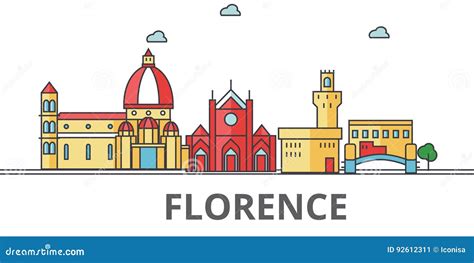 Florence City Skyline Cartoon Vector | CartoonDealer.com #92612311