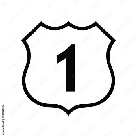 US route 1 sign, black and white shield sign with route number, vector illustration Stock Vector ...