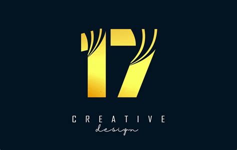 Golden Creative number 17 1 7 logo with leading lines and road concept design. Number with ...