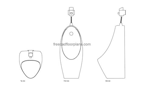 Wall Mounted Urinal With Sensor - Free CAD Drawings