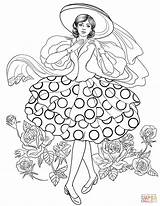 Lady From Stylish 50s coloring Page  Free Printable Coloring Pages sketch template