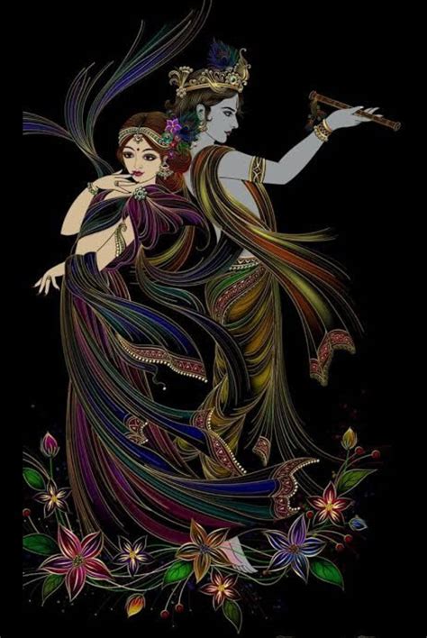 Download Radha-krishna Art Black Background Wallpaper | Wallpapers.com