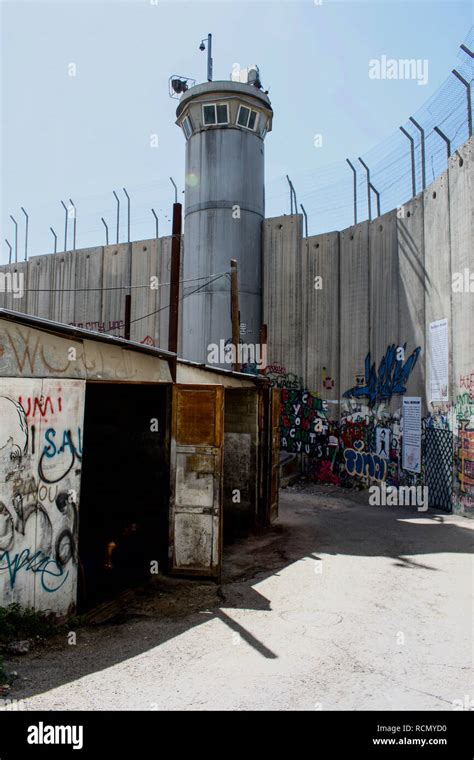 April 1, 2018 - Bethlehem, West Bank - A watch tower seen alongside the ...