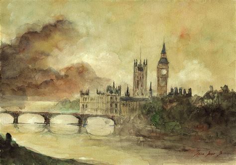 London watercolor painting Painting by Juan Bosco | Pixels