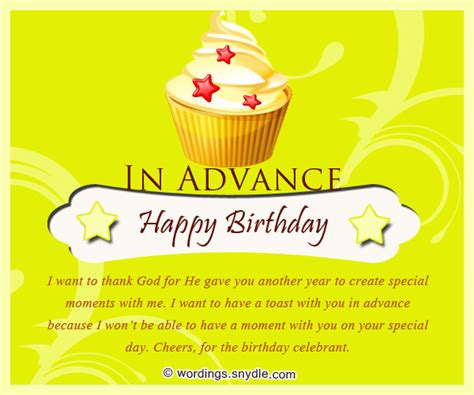 Advance Birthday Wishes, Messages and Advance Birthday Card Wordings – Wordings and Messages