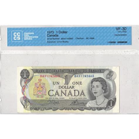 1973 Canadian One Dollar Bill BAX1142663