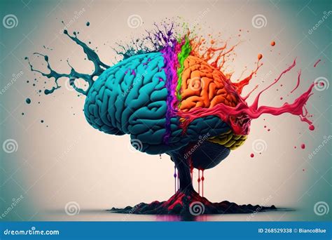 A Genius Human Brain Abstract Painting Art with Creative Watercolor ...