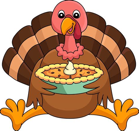 Thanksgiving Turkey Holding A pie Cartoon Clipart 8208893 Vector Art at Vecteezy