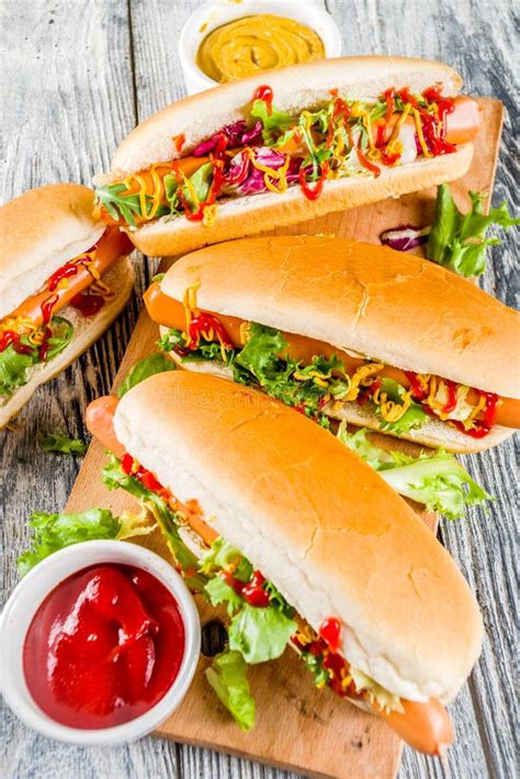 Homemade Hot Dogs with Sauces Stock Image - Image of bread, gourmet: 162124363