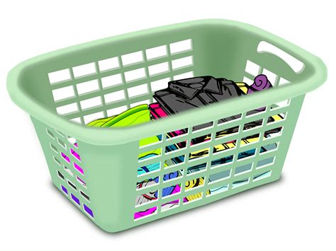 Laundry Basket With Pile Of Folded Clothes Vector Illustration - Clip Art Library