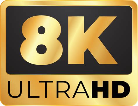 8K Resolution Ultra Hd Logo, 8k high definition vector illustration, 8k ultra hd golden label ...