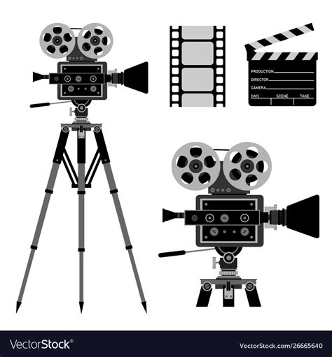 Movie film camera icons Royalty Free Vector Image