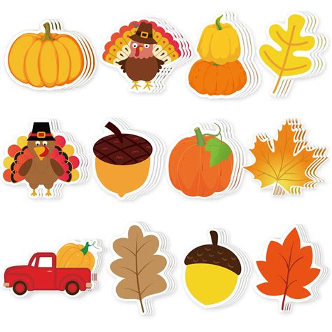 Buy 72 Pieces Thanksgiving Cutouts Pumpkin Turkey Leaves Acorn Cutouts ...