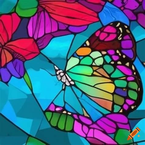 Stained glass pattern butterfly on Craiyon