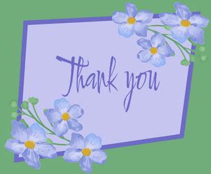 Thank you card with blue flowers Royalty Free Vector Image