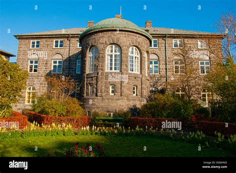 The Parliament house of the Icelandic Althing, located in Reykjavik ...